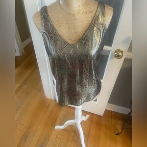 J Crew metallic paisley holiday tank shirt
